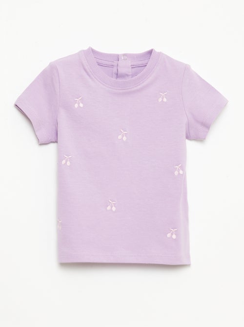 Kurzarm-T-Shirt mit Stickereien - Kiabi
