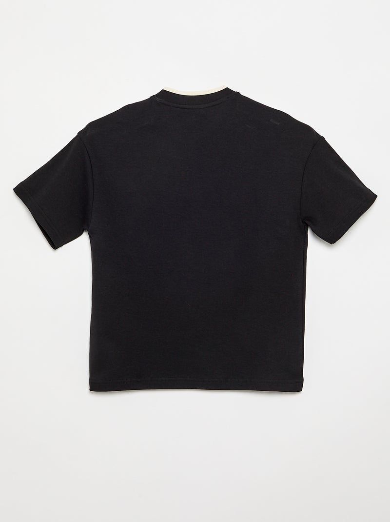 Kurzarm-T-Shirt mit V-Ausschnitt Noir - Kiabi