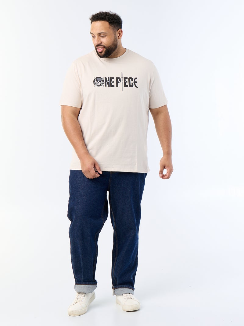 Kurzarm-T-Shirt 'One Piece' Gris - Kiabi