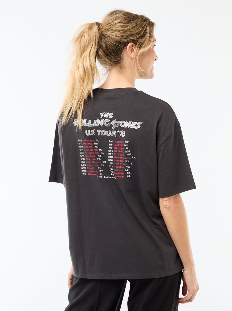 Kurzarm-T-Shirt 'The Rolling Stones' Schwarz - Kiabi