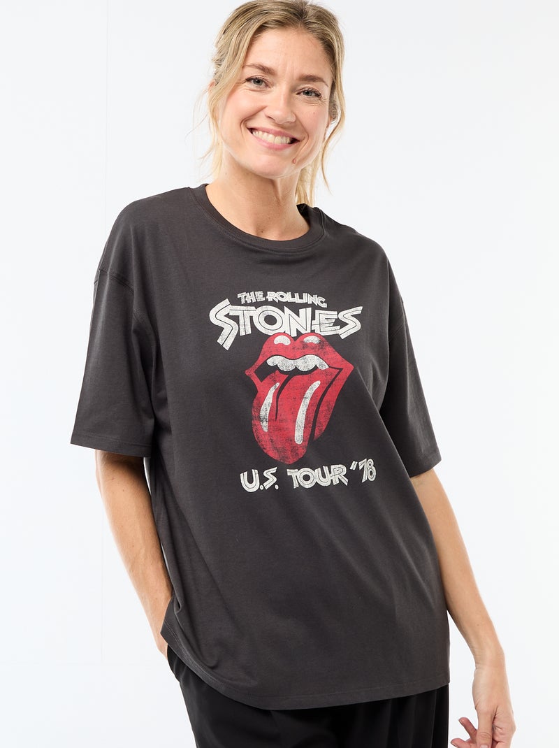 Kurzarm-T-Shirt 'The Rolling Stones' Schwarz - Kiabi