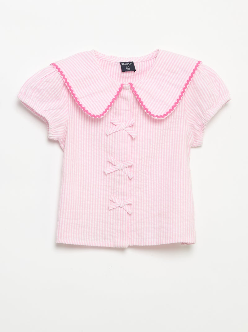 Kurzarmbluse mit Schleifen Rose - Kiabi