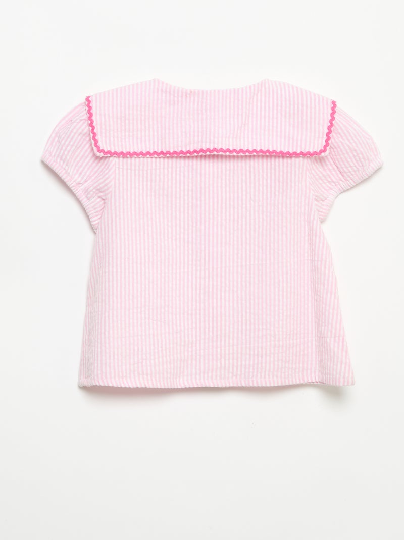 Kurzarmbluse mit Schleifen Rose - Kiabi