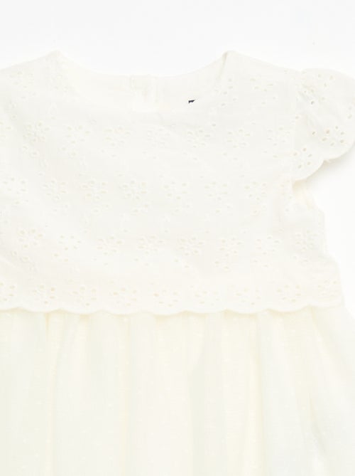 Kurzarmkleid mit Lochstickerei und Tüll - Kiabi