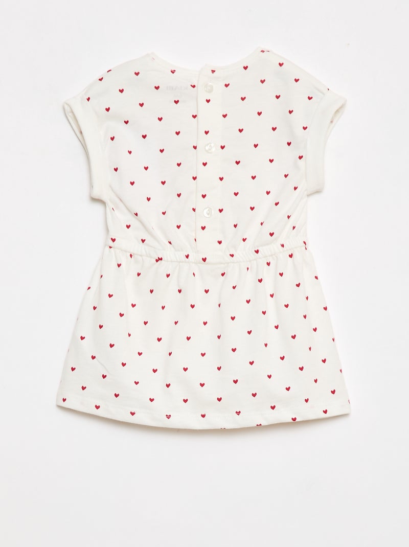 Kurzärmliges Baumwoll-Jerseykleid Weiß - Kiabi