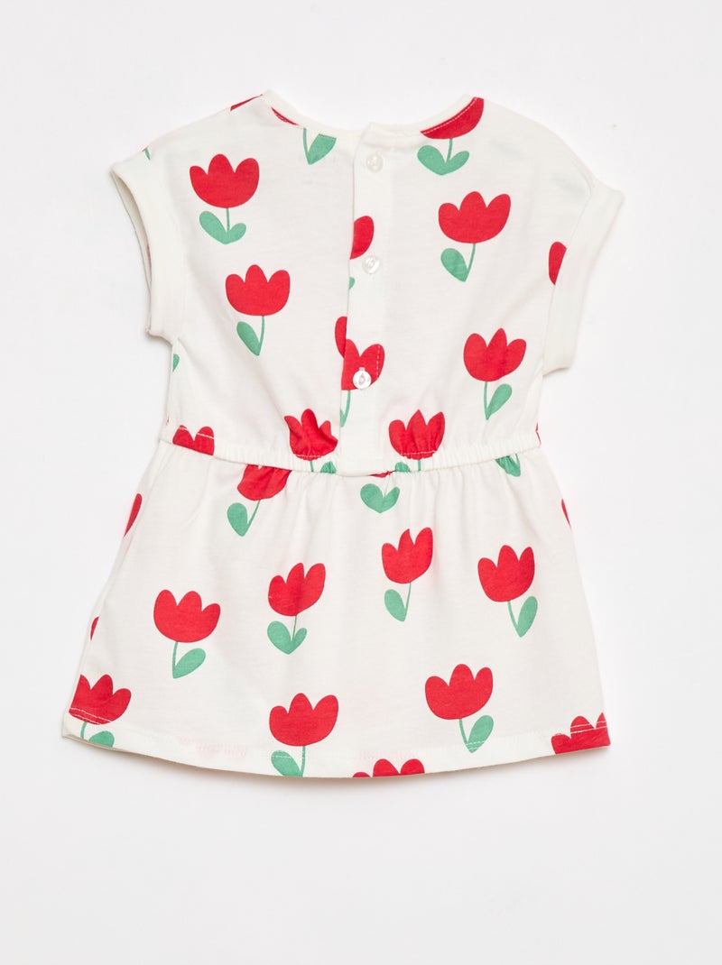 Kurzärmliges Baumwoll-Jerseykleid Weiß - Kiabi