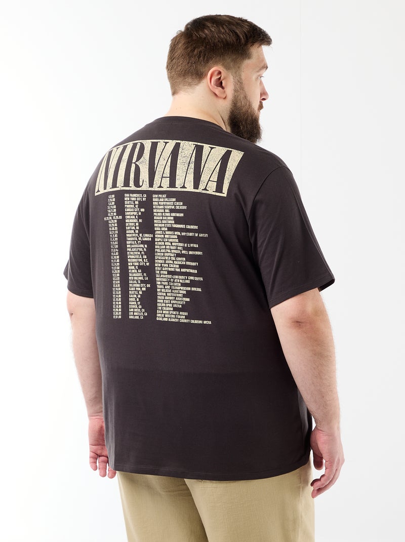 Kurzärmliges "Nirvana" T-Shirt mit beidseitigem Aufdruck Schwarz - Kiabi