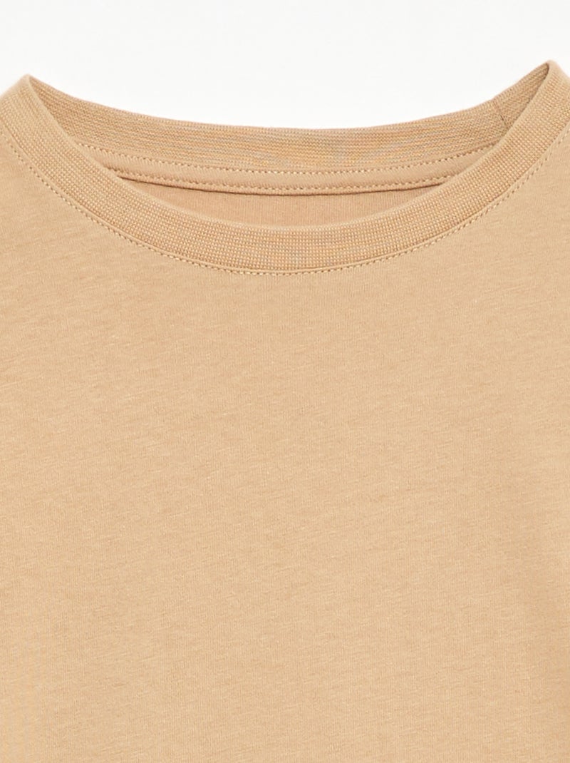 Kurzärmliges T-Shirt aus Piqué-Baumwolle Beige - Kiabi