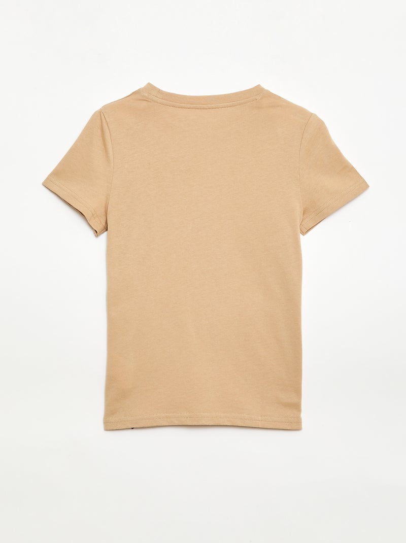 Kurzärmliges T-Shirt aus Piqué-Baumwolle Beige - Kiabi