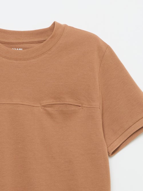 Kurzärmliges T-Shirt aus Piqué-Baumwolle - Kiabi