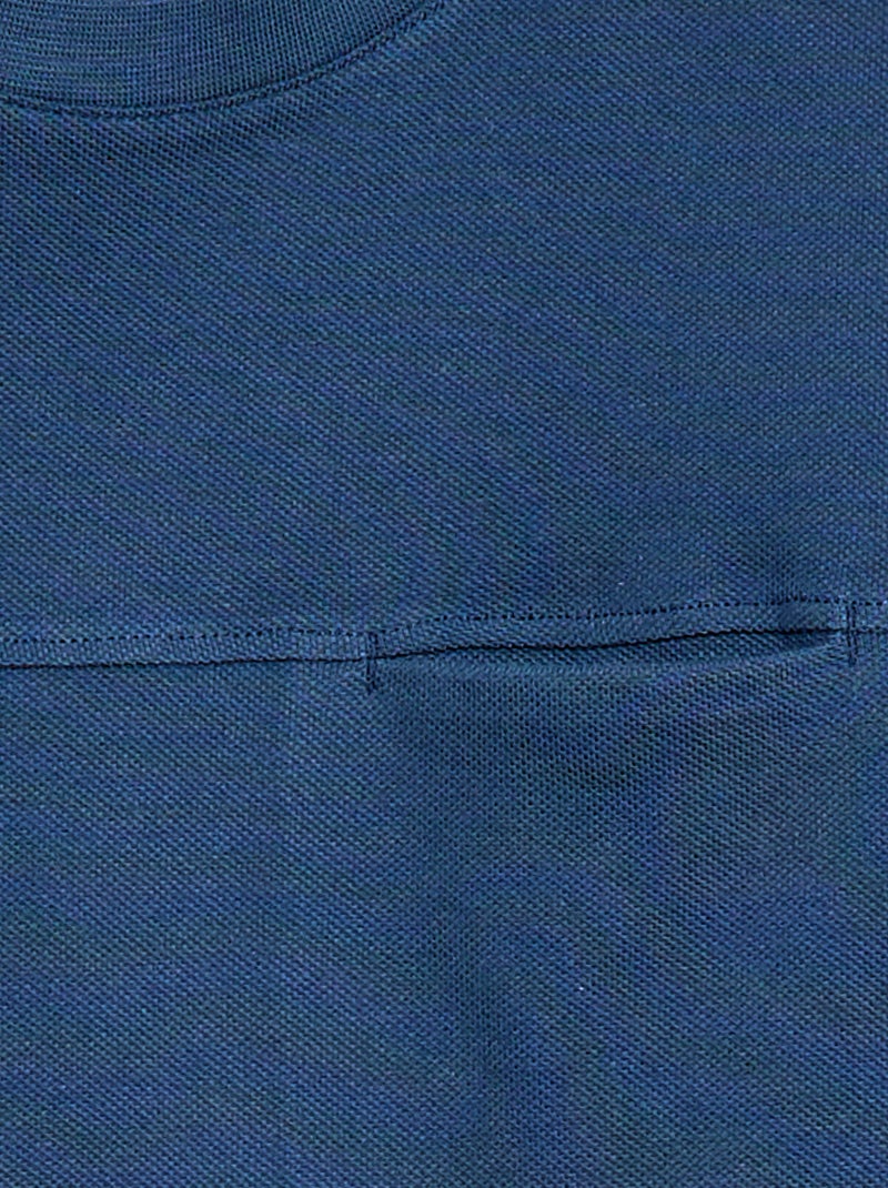 Kurzärmliges T-Shirt aus Piqué-Baumwolle Dunkelblau - Kiabi