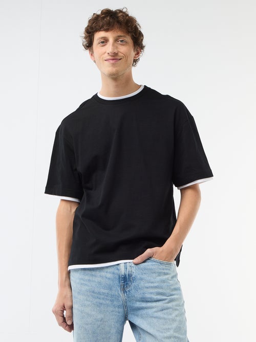 Kurzärmliges T-Shirt im 2-in-1-Look - Kiabi