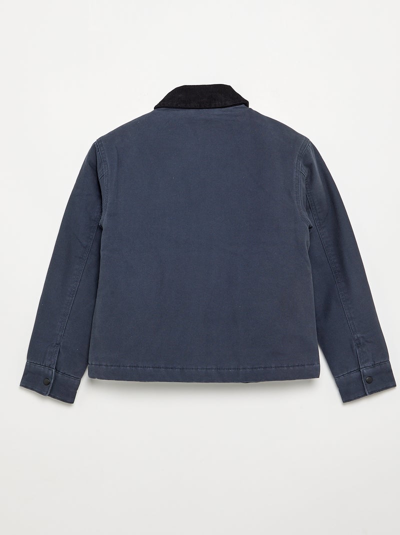Kurze Blouson-Jacke mit kontrastierendem Samtkragen Blau - Kiabi