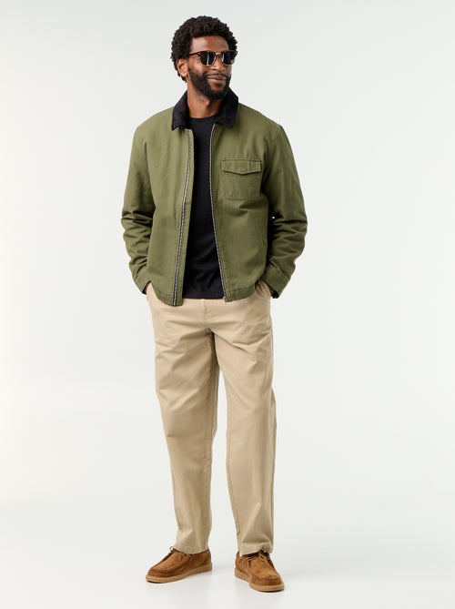 Kurze Blousonjacke mit Reissverschluss und kontrastierendem Samtkragen - Kiabi