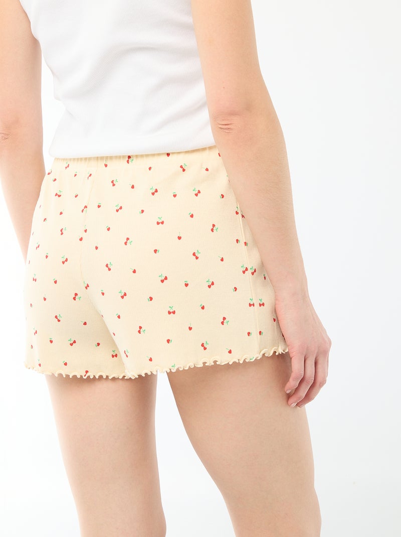 Kurze Pyjama-Shorts aus Baumwolle mit Kirsch-Allover-Muster GELB - Kiabi