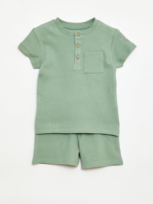 Kurzer 2-teiliger Pyjama aus Rippstrick - Kiabi