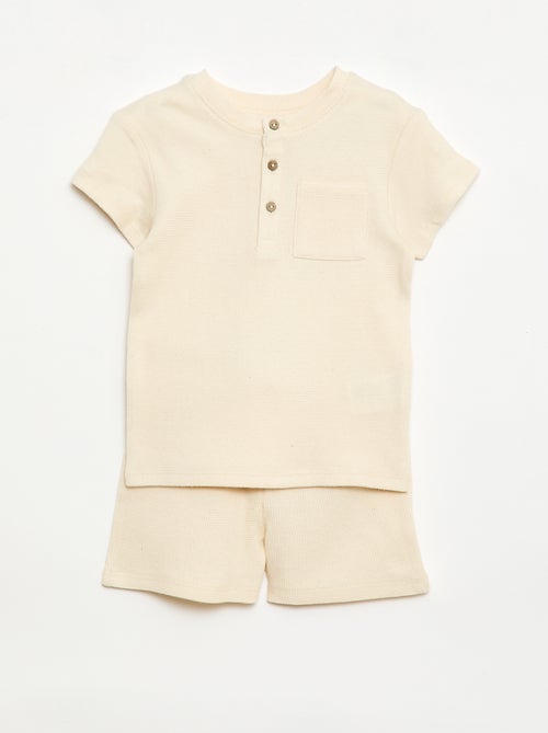 Kurzer 2-teiliger Pyjama aus Rippstrick - Kiabi