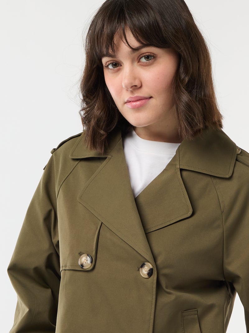 Kurzer Baumwoll-Trenchcoat Khaki - Kiabi