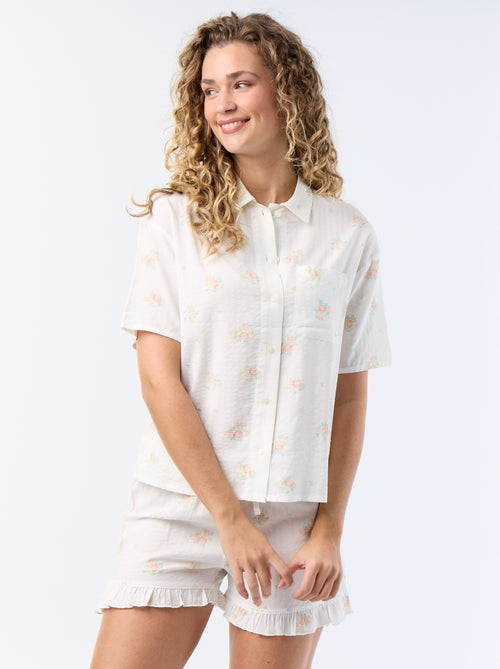 Kurzer, bedruckter Pyjama aus Baumwoll-Voile – 2-teilig - Kiabi