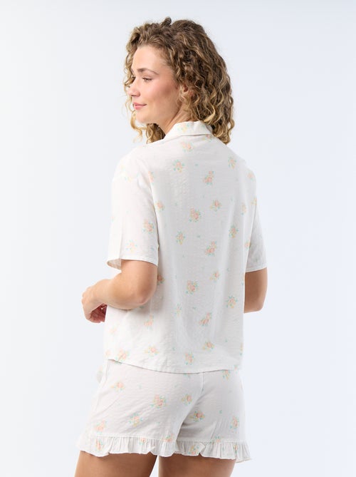 Kurzer, bedruckter Pyjama aus Baumwoll-Voile – 2-teilig - Kiabi