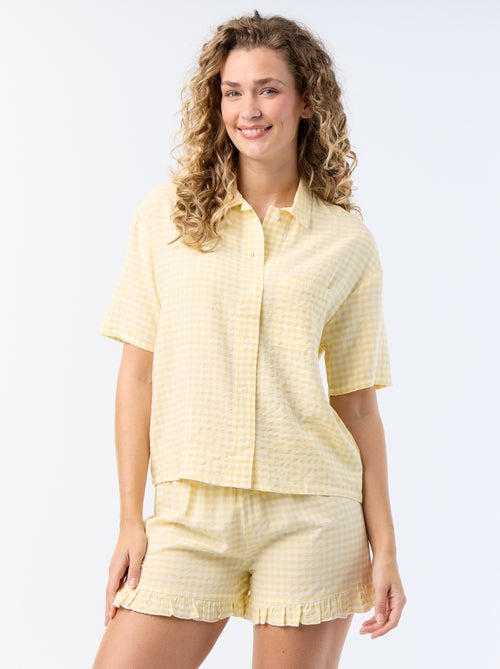 Kurzer, bedruckter Pyjama aus Baumwoll-Voile – 2-teilig - Kiabi