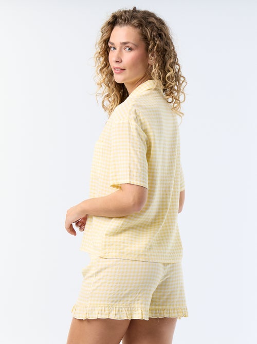 Kurzer, bedruckter Pyjama aus Baumwoll-Voile – 2-teilig - Kiabi