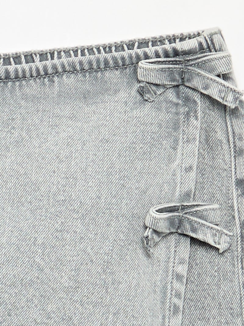Kurzer Denim-Rock-Short mit Schleifen Grau - Kiabi