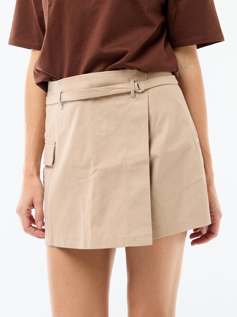Kurzer Jupe-Short mit Gürtel Beige - Kiabi