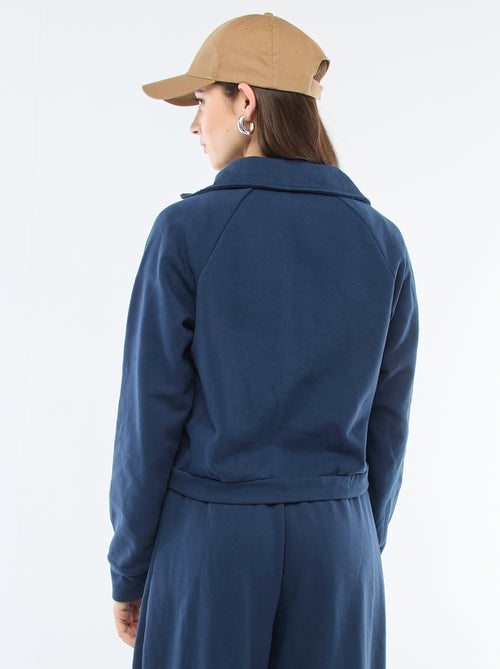 Kurzer Zip-Sweatshirt mit gestickter Botschaft - Kiabi