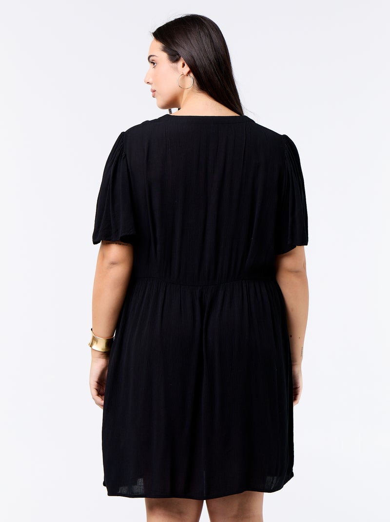 Kurzes Crêpe-Kleid Schwarz - Kiabi