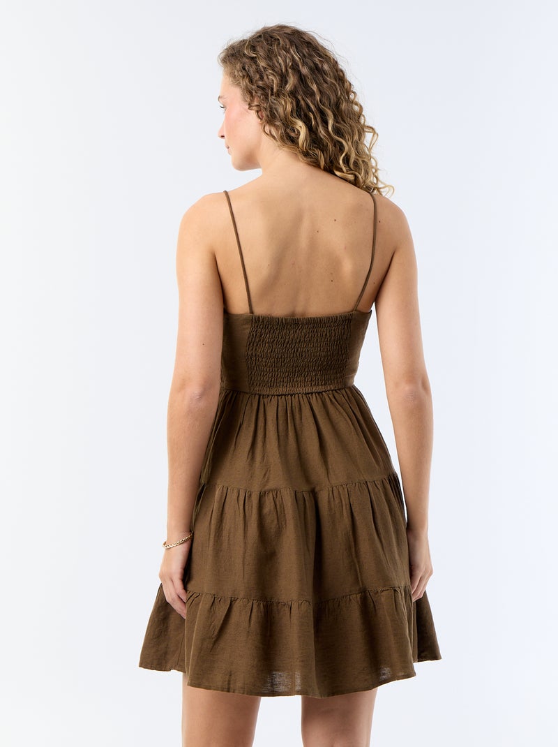 Kurzes, einfarbiges Kleid mit schmalen Trägern Braun - Kiabi