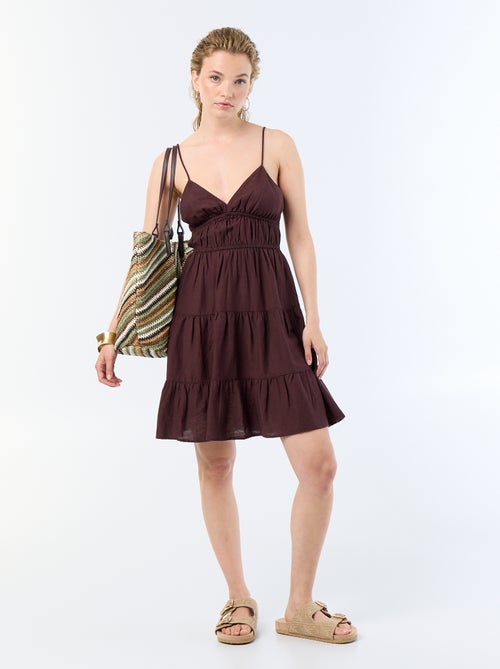 Kurzes, einfarbiges Kleid mit schmalen Trägern - Kiabi