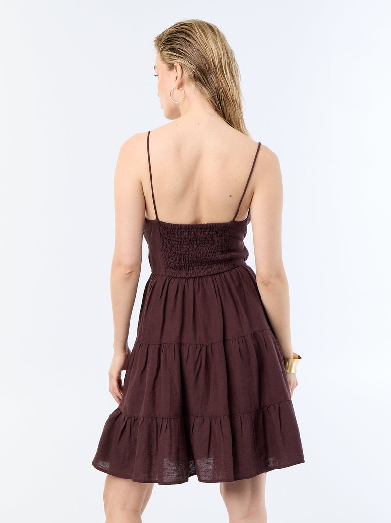 Kurzes, einfarbiges Kleid mit schmalen Trägern Lila - Kiabi