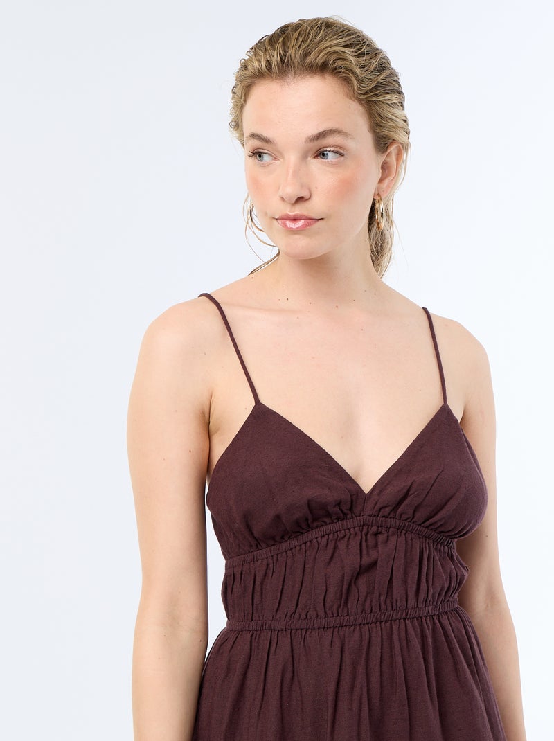 Kurzes, einfarbiges Kleid mit schmalen Trägern Lila - Kiabi