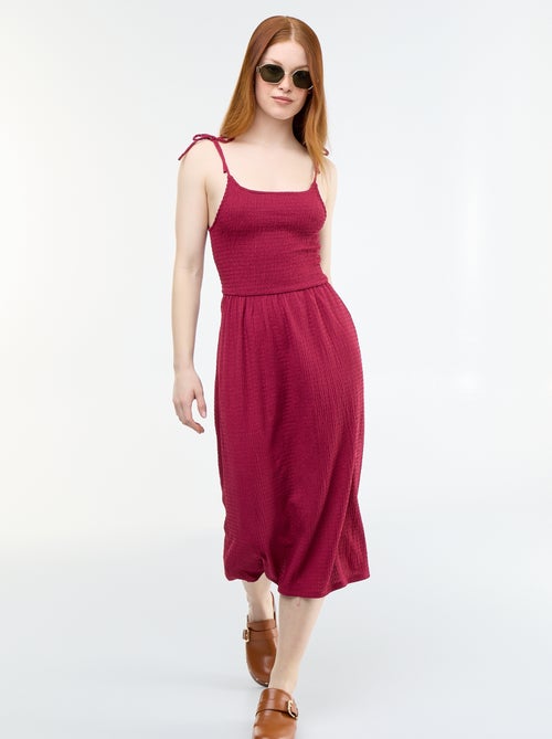 Kurzes, gesmoktes Kleid, unifarben - Kiabi
