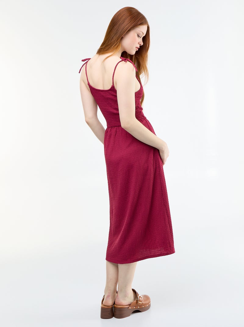 Kurzes, gesmoktes Kleid, unifarben Rot - Kiabi