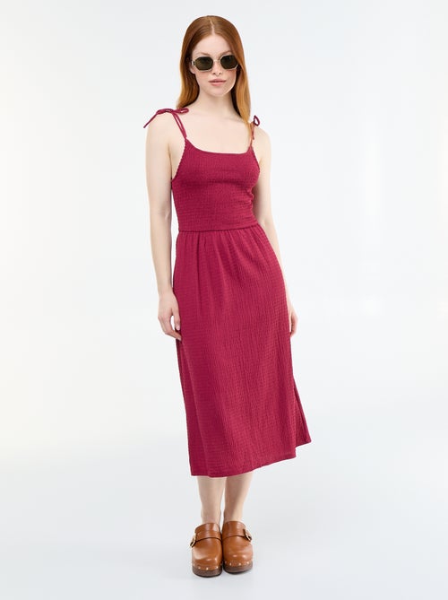 Kurzes, gesmoktes Kleid, unifarben - Kiabi