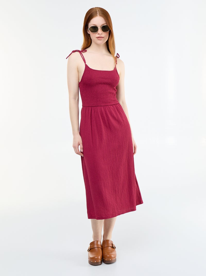 Kurzes, gesmoktes Kleid, unifarben Rot - Kiabi