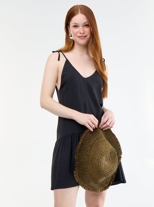 Kurzes Kleid mit dünnen Trägern und Volant-Saum - Kiabi
