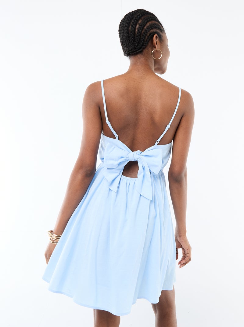 Kurzes Kleid mit feinen Trägern Blau - Kiabi
