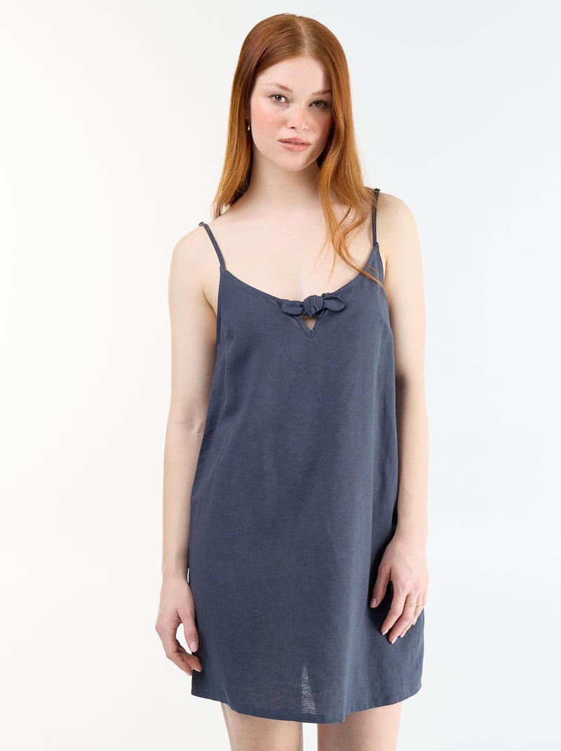 Kurzes Kleid mit feinen, verstellbaren Trägern Blau - Kiabi