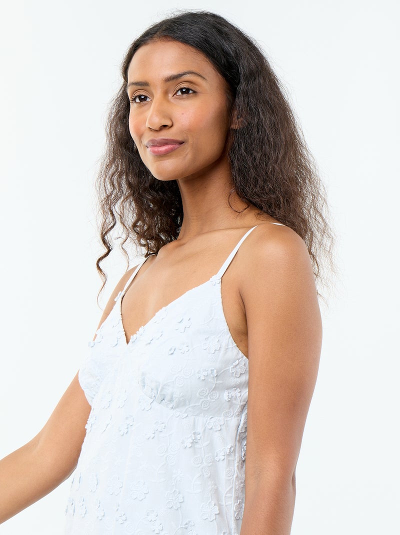 Kurzes Kleid mit Spaghettiträgern und Allover-Stickereien Blau - Kiabi