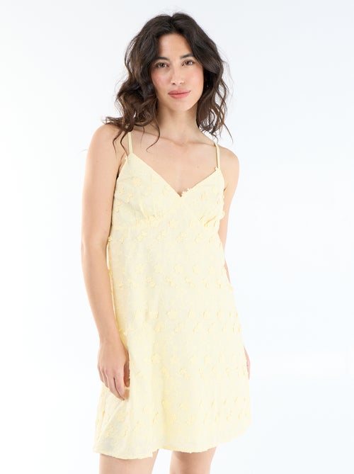 Kurzes Kleid mit Spaghettiträgern und Allover-Stickereien - Kiabi