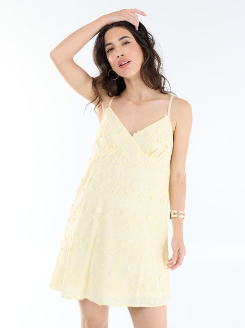 Kurzes Kleid mit Spaghettiträgern und Allover-Stickereien - Kiabi