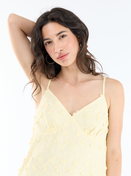 Kurzes Kleid mit Spaghettiträgern und Allover-Stickereien - Kiabi