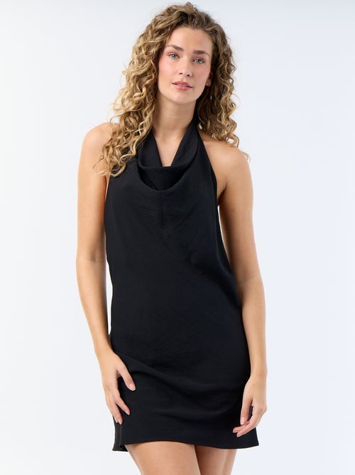 Kurzes Kleid mit Wasserfallausschnitt und Neckholder - Kiabi