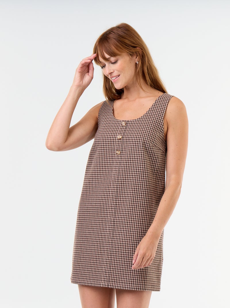 Kurzes Latzkleid Marron - Kiabi