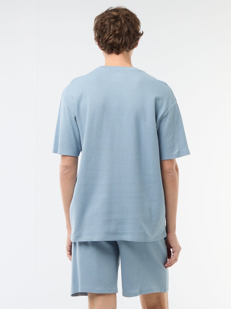 Kurzes Pyjama-Set aus Waffelpiqué - 2-teilig Blau - Kiabi