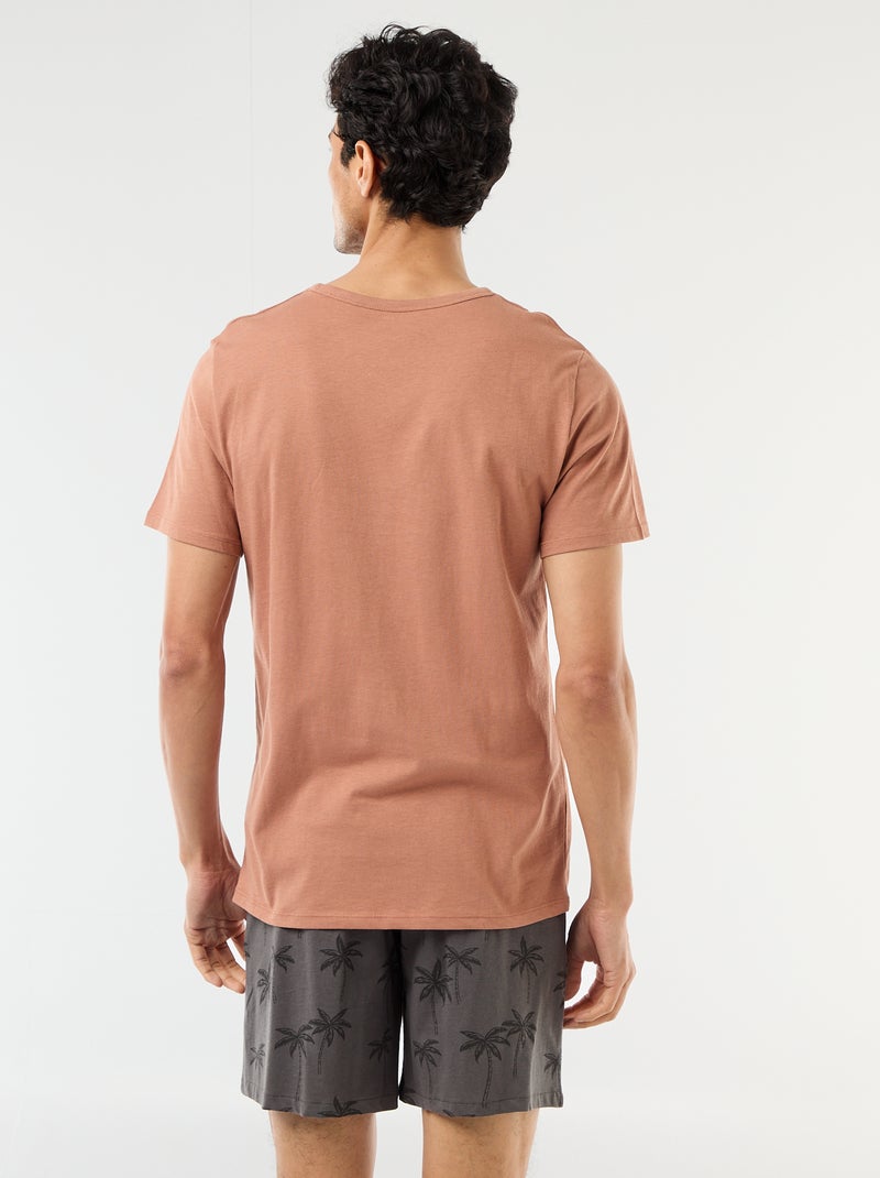 Kurzes Pyjama-Set: T-Shirt + Shorts – 2-teilig Braun - Kiabi