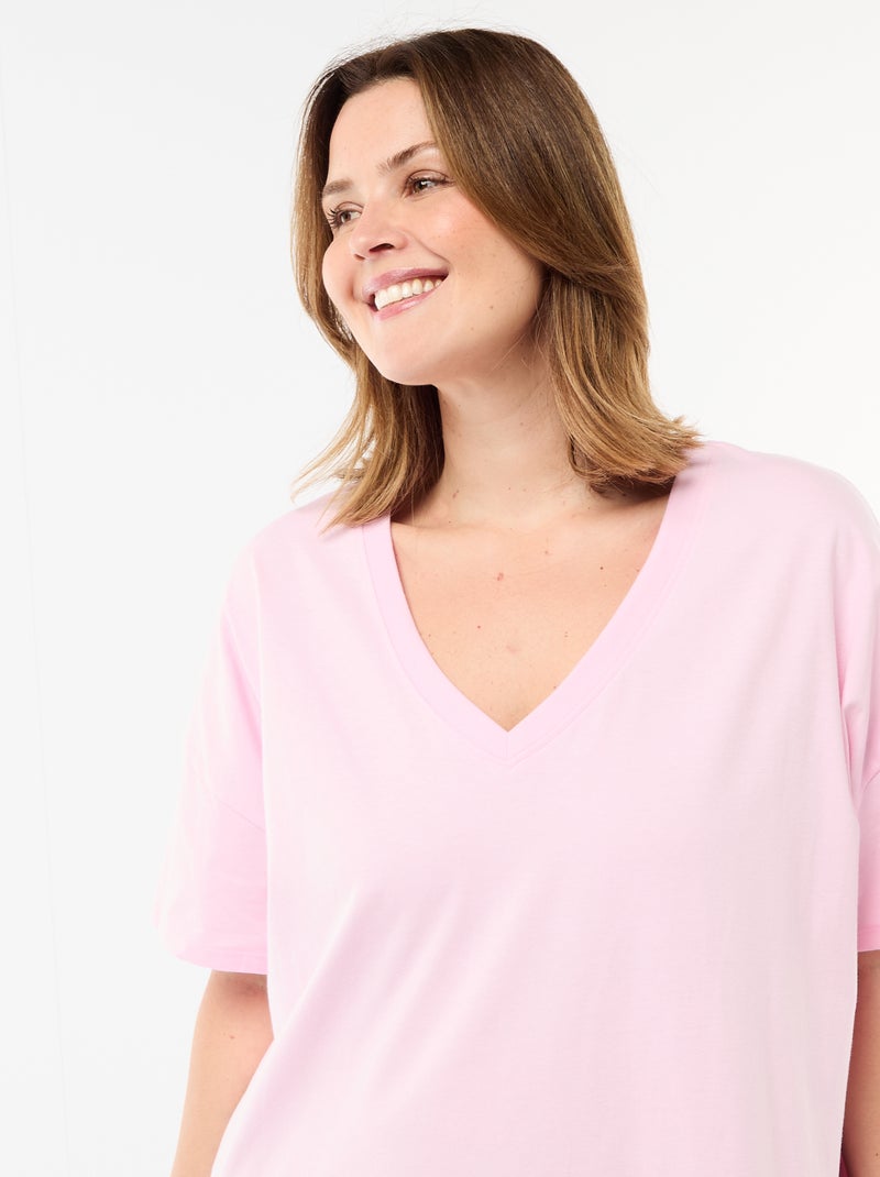 Kurzes T-Shirt-Kleid mit kurzen Ärmeln Rosa - Kiabi